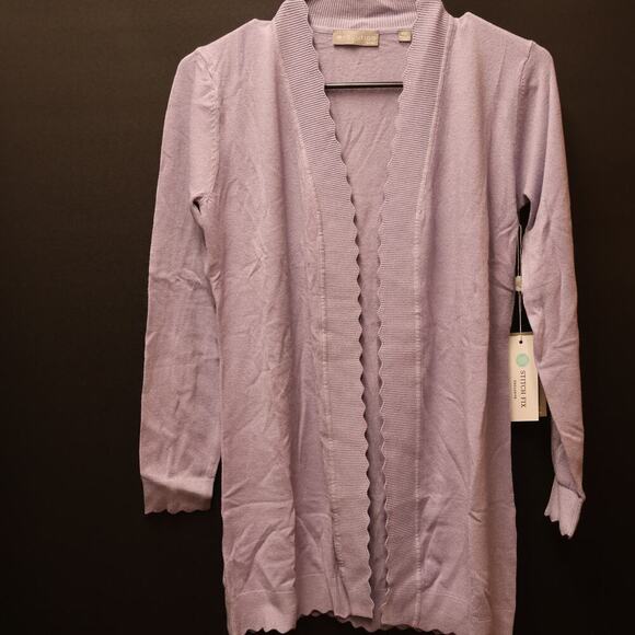 Stitch Fix Evolution NWT Lilac Tunic Lettuce Trim Blazer Ribbed Size 00 - Picture 1 of 10